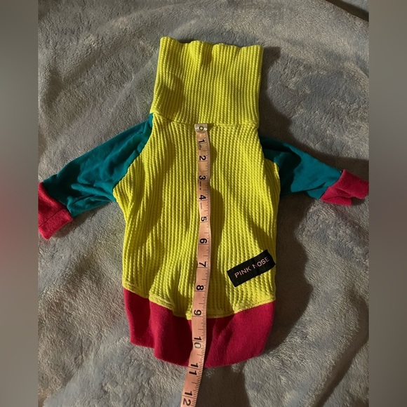 Pink Rose Yellow and Blue Cowl Neck Sweater - Picture 8 of 8